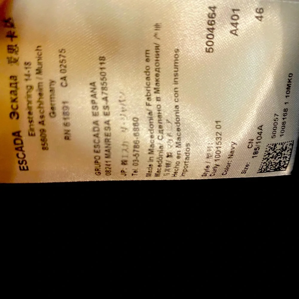 NWT Authentic Escada Sport Dark Navy Coat - Picture 4 of 4
